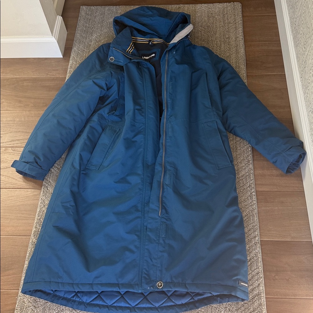 Lands' End Teal Winter Hooded Coat